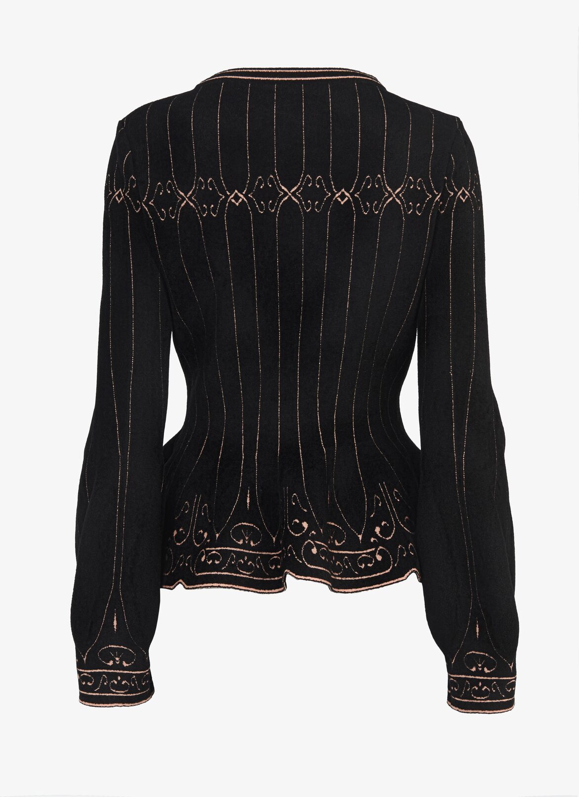 LONG SLEEVE SWEATER CALLIGRAPHIE BLACK/NUDE ALAÏA BLACK/LIGHT PINK  LONG SLEEVE SWEATER CALLIGRAPHIE BLACK/NUDE